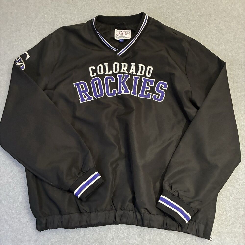 Colorado Rockies Pullover Jacket XL Black MLB Carl Banks Windbreaker